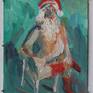 I painted naked Santa Claus during my live internet streaming show Let's Paint TV. My model was Sant Claus wearing only his hat and socks. The model is actor is Michael Q. Schmidt.