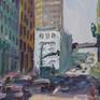 Plein air (painted on location) at the corner of 4th and Main in Downtown Los Angeles, California. This painting was done for the 2018 Los Angeles Plein Air Festival. I won the Grand Prize for one of my other paintings.