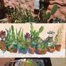 Plein air (painted on location) of Sari's cactus garden.