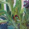 Plein air (painted on location) of Sari's cactus garden.