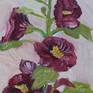 Plein air (painted on location) painting of a hollyhock. Oil on Cardboard.