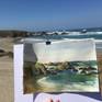 Plein air watercolor of the rocks at MacKerricher State Park in Fort Bragg, California.