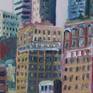 Plein air oil painting (painted on location) from atop a building in Downtown Los Angeles.