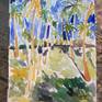 Plein air watercolor of Boqueron Beach in Puerto Rico.
