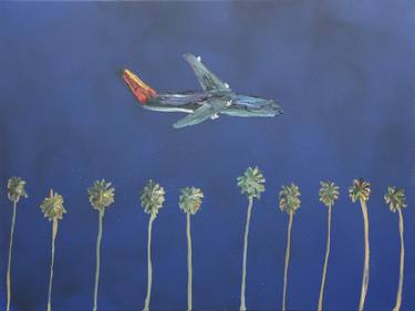 Plane with palms at night thumb