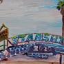 Plein air (painted on location) oil painting of an amusement ride on Van Niuys Blvd in Van Nuys, California.