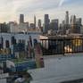 Plein air oil painting from a rooftop overlooking Downtown Los Angeles.