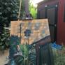 Plein air painting from my backyard. I used spray paint and acrylic first and than the oils.