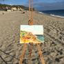 Plein air watercolor of Point Dume at Zuma Beach in Malibu, California.