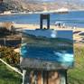 Plein air oil painting of the Malibu Pier (Malibu, California).