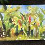 Plein air watercolor of some ginger plants while under curfew in Puerto Rico, March 2020.