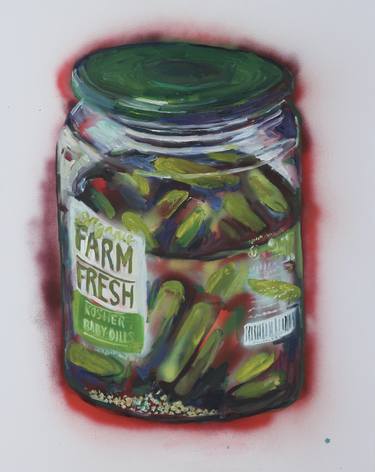 Still life of a jar of pickles thumb