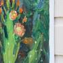 Plein air oil painting of a cactus blooming in the backyard.