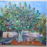 Plein air oil painting (with some spray paint) of the Fig tree in the backyard during quarantine.
