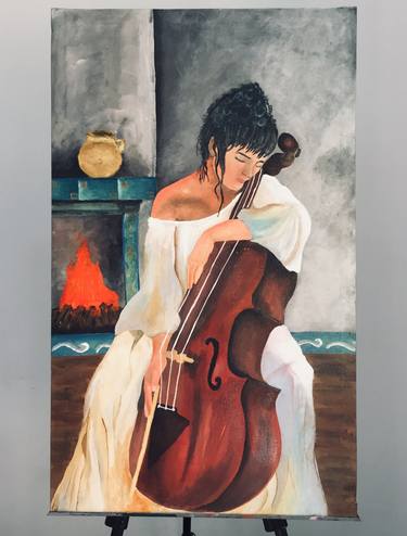 Original Figurative Music Paintings by Rawaha Arshed