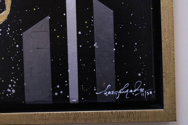 Original Abstract Calligraphy Painting by Majid Qureshi - The Crimson Hues