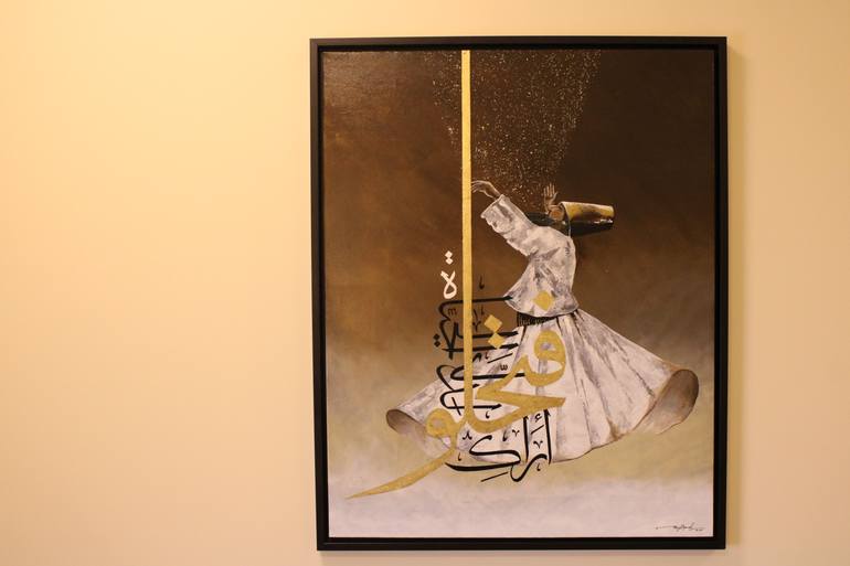 Original Abstract Painting by Majid Qureshi - The Crimson Hues
