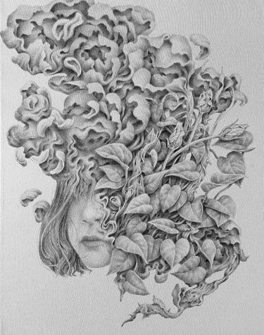Original Surrealism Floral Drawings by Djemari Pensil