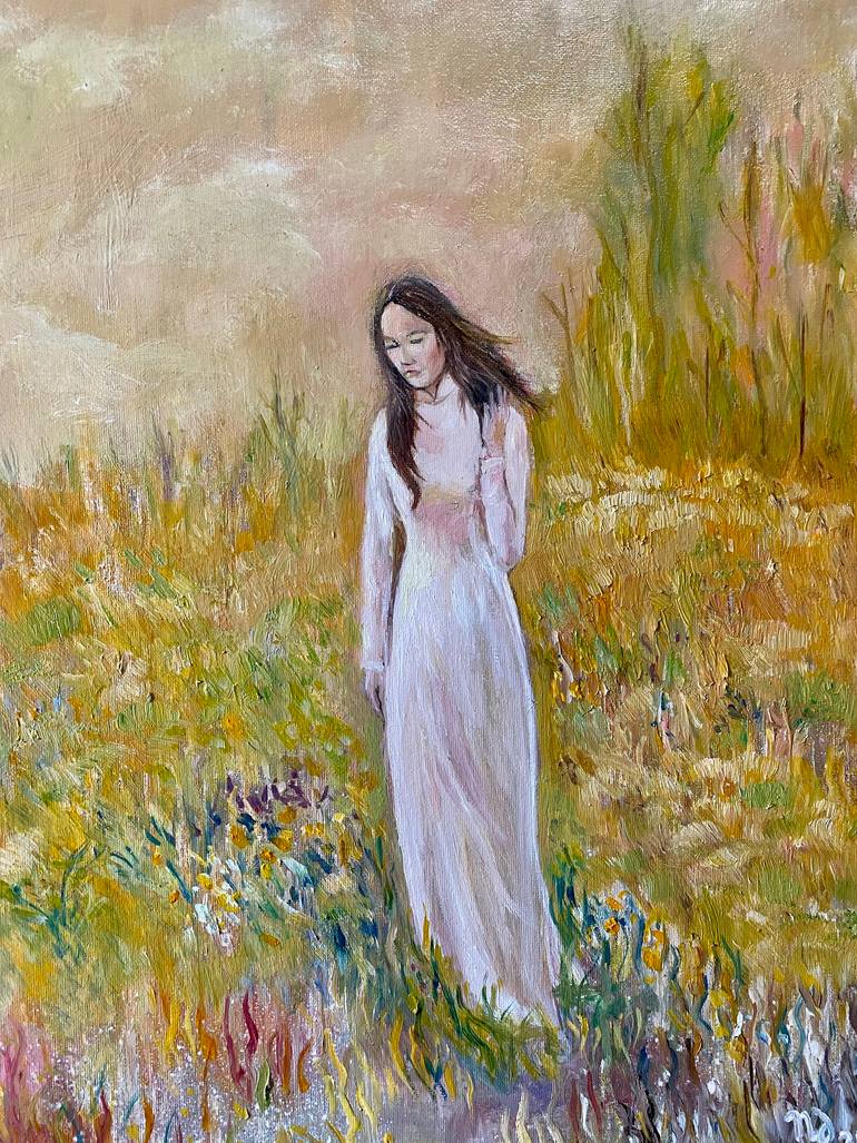 Girl in white Painting by Nhat Dang Saatchi Art