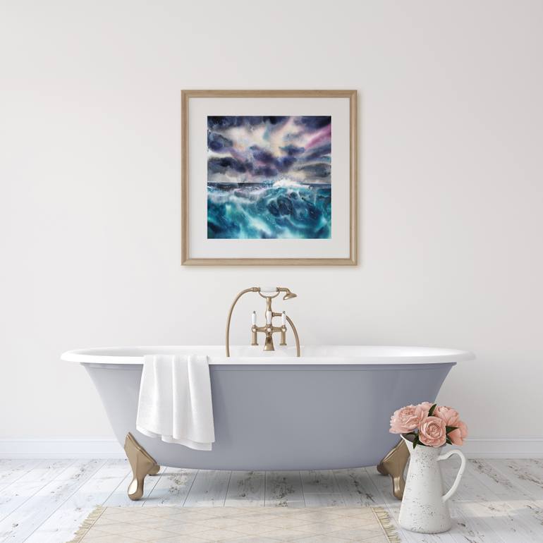Original Contemporary Seascape Painting by Delnara El