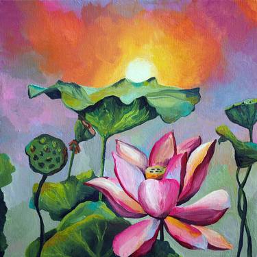 Lotus pond sunset thumb