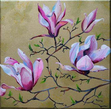 Magnolia on gold thumb