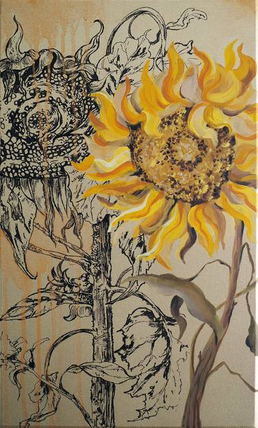 Sunflowers on gold thumb