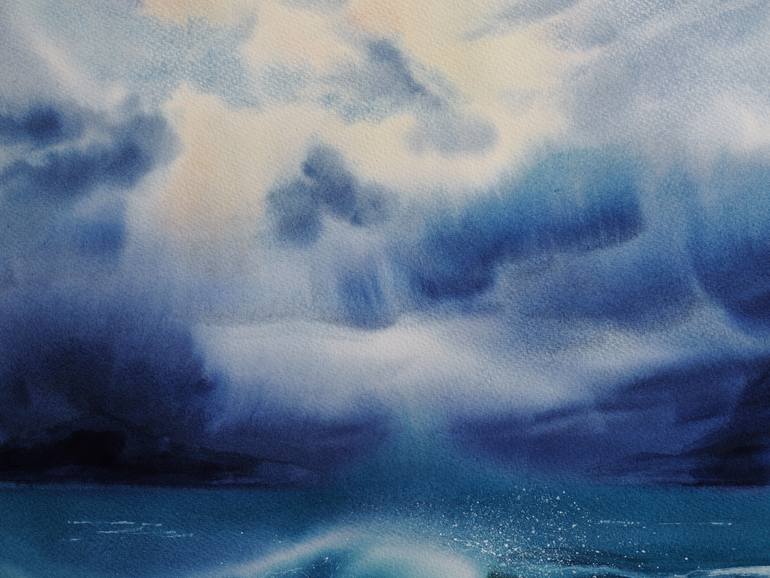 Original Classicism Seascape Painting by Delnara El