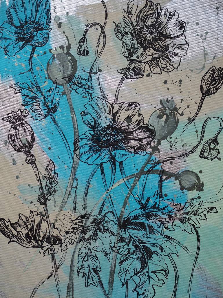 Original Contemporary Floral Painting by Delnara El