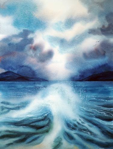 Original Classicism Seascape Painting by Delnara El