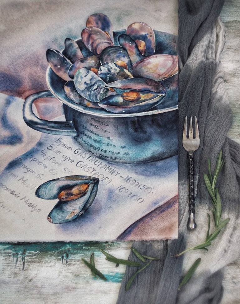 Original Expressionism Food Painting by Delnara El