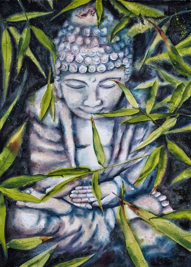 Sacred jungle - original watercolor artwork for meditation thumb