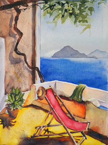 Print of Seascape Paintings by Delnara El