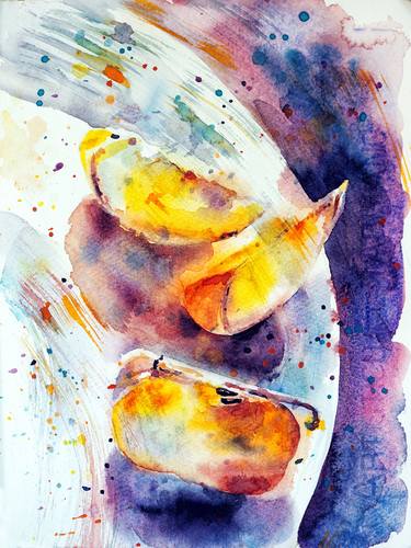 Sunny still life -  expressive original watercolor thumb