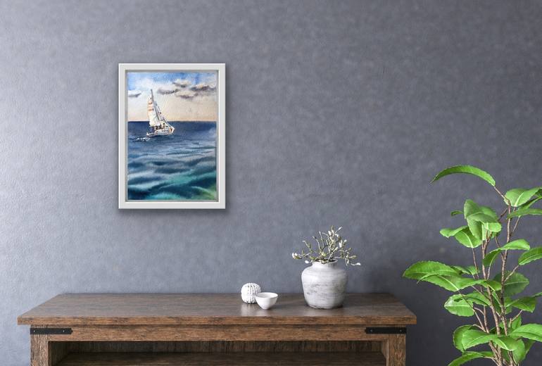 Original Realism Seascape Painting by Delnara El