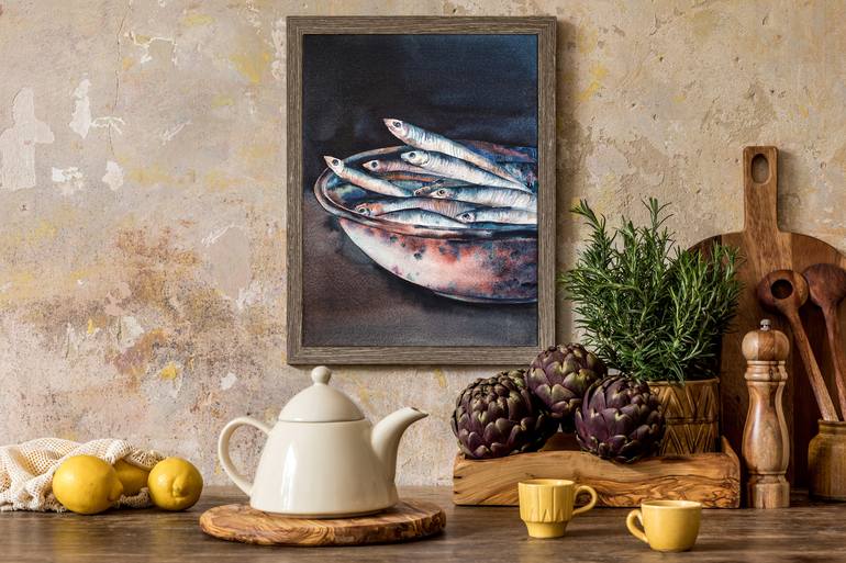 Original Figurative Fish Painting by Delnara El