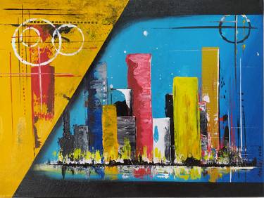 Print of Abstract Cities Paintings by Amoes Xavier