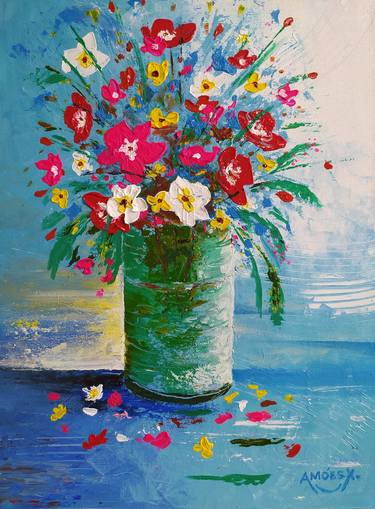 Original Expressionism Floral Paintings by Amoes Xavier