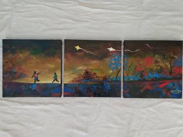 Original Abstract Children Paintings by Amoes Xavier