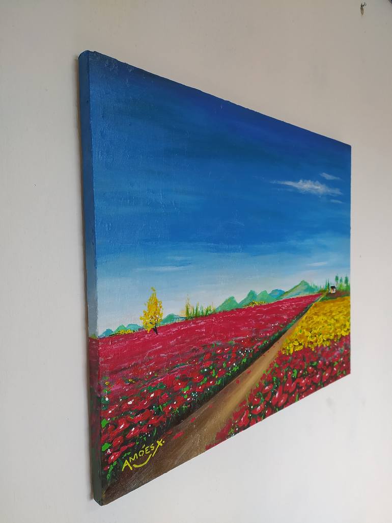 Original Impressionism Floral Painting by Amoes Xavier