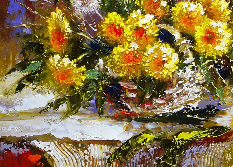 Original Impressionism Floral Painting by Александр Ходюков 