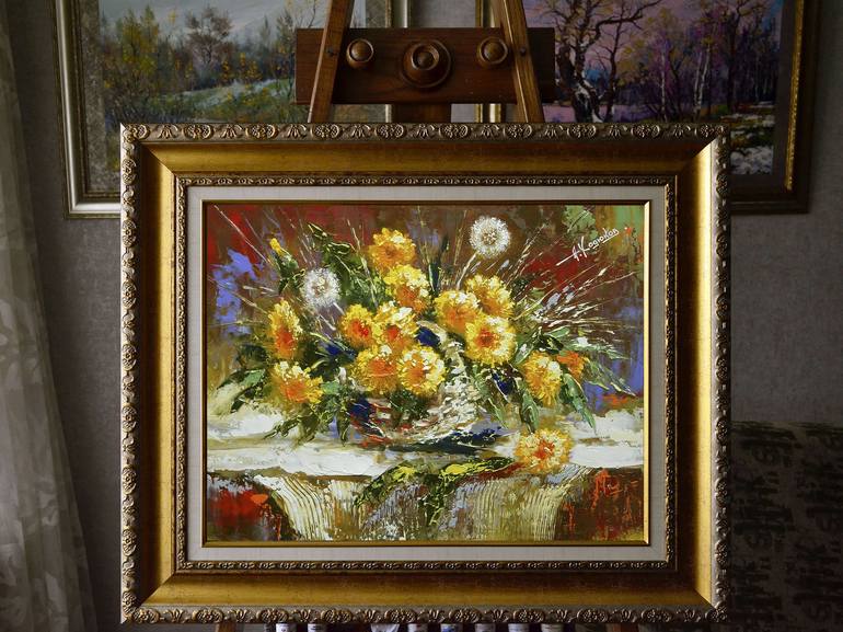 Original Impressionism Floral Painting by Александр Ходюков 