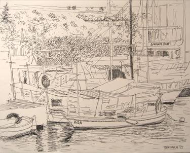 Print of Impressionism Boat Drawings by Serdar Akkaya