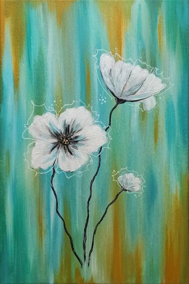 Original Abstract Floral Paintings by Erika Suteu