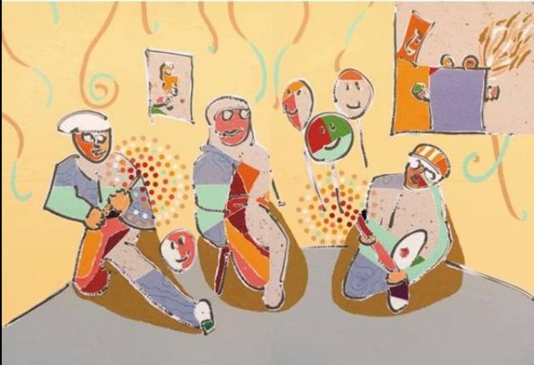 Original People Printmaking by Olivier Mourao  Conceptual Art on Paper  Party Time  Limited Edition of 10