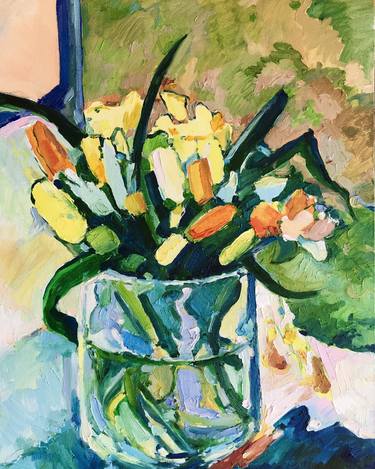 Print of Expressionism Floral Paintings by Natalia Bessmertnova