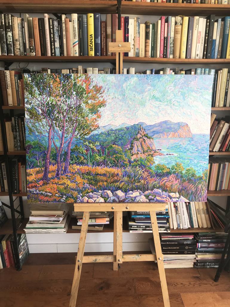 Original Impressionism Seascape Painting by Natalia Bessmertnova