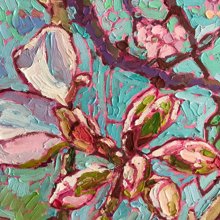 Original Impressionism Floral Painting by Natalia Bessmertnova