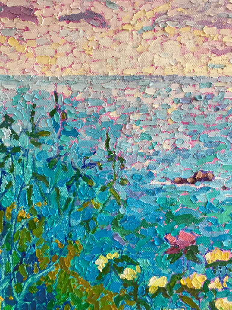 Original Impressionism Seascape Painting by Natalia Bessmertnova
