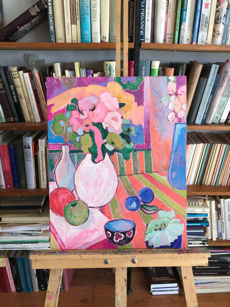 Original Abstract Expressionism Still Life Painting by Natalia Bessmertnova